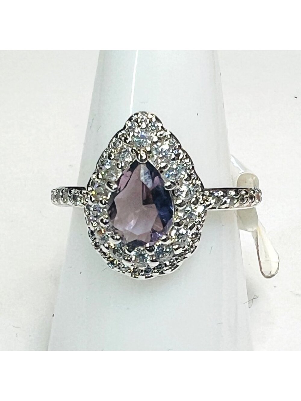 Ring Bomb Party Ring, NWOT, Size 7, plum color stone, silver color band